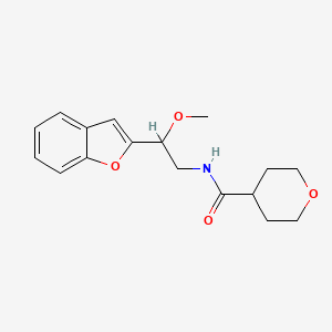 molecular formula C17H21NO4 B2719721 N-[2-(1-benzofuran-2-yl)-2-methoxyethyl]oxane-4-carboxamide CAS No. 2097898-32-1