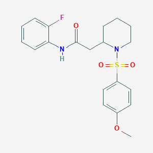molecular formula C20H23FN2O4S B2719732 N-(2-fluorophenyl)-2-(1-((4-methoxyphenyl)sulfonyl)piperidin-2-yl)acetamide CAS No. 941956-16-7