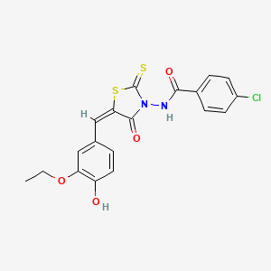4-chloro-N-[(5E)-5-[(3-ethoxy-4-hydroxyphenyl)methylidene]-4-oxo-2-sulfanylidene-1,3-thiazolidin-3-yl]benzamide