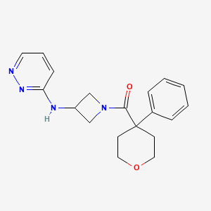 N-[1-(4-phenyloxane-4-carbonyl)azetidin-3-yl]pyridazin-3-amine