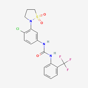 molecular formula C17H15ClF3N3O3S B2719802 1-(4-Chloro-3-(1,1-dioxidoisothiazolidin-2-yl)phenyl)-3-(2-(trifluoromethyl)phenyl)urea CAS No. 1207003-99-3