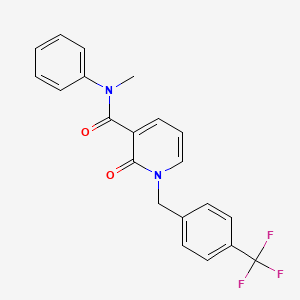 molecular formula C21H17F3N2O2 B2719811 N-Methyl-2-oxo-N-phenyl-1-(4-(trifluoromethyl)benzyl)-1,2-dihydro-3-pyridinecarboxamide CAS No. 338781-63-8