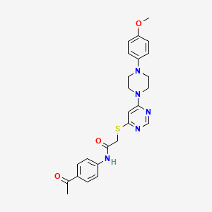 molecular formula C25H27N5O3S B2719873 N-(4-acetylphenyl)-2-({6-[4-(4-methoxyphenyl)piperazin-1-yl]pyrimidin-4-yl}sulfanyl)acetamide CAS No. 1251586-11-4