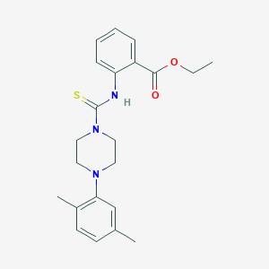 molecular formula C22H27N3O2S B2719895 ethyl 2-{[4-(2,5-dimethylphenyl)piperazine-1-carbothioyl]amino}benzoate CAS No. 892275-20-6