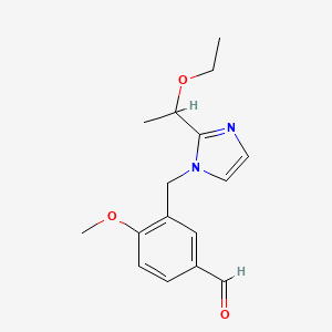 3-[[2-(1-Ethoxyethyl)imidazol-1-yl]methyl]-4-methoxybenzaldehyde