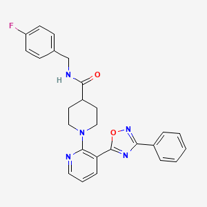 molecular formula C26H24FN5O2 B2719920 N-[(4-Fluorophenyl)methyl]-1-[3-(3-phenyl-1,2,4-oxadiazol-5-YL)pyridin-2-YL]piperidine-4-carboxamide CAS No. 1794932-74-3