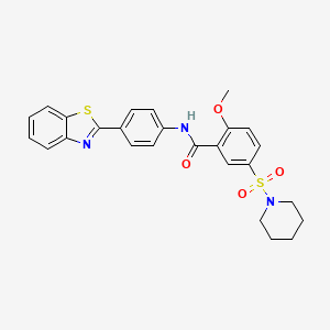 molecular formula C26H25N3O4S2 B2719943 N-[4-(1,3-benzothiazol-2-yl)phenyl]-2-methoxy-5-(piperidin-1-ylsulfonyl)benzamide CAS No. 1021047-15-3