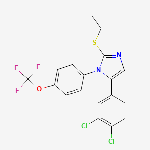 molecular formula C18H13Cl2F3N2OS B2719949 5-(3,4-dichlorophenyl)-2-(ethylsulfanyl)-1-[4-(trifluoromethoxy)phenyl]-1H-imidazole CAS No. 1226448-12-9