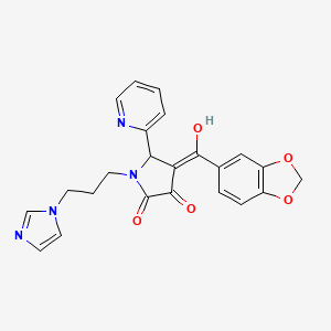 B2719969 1-(3-(1H-imidazol-1-yl)propyl)-4-(benzo[d][1,3]dioxole-5-carbonyl)-3-hydroxy-5-(pyridin-2-yl)-1H-pyrrol-2(5H)-one CAS No. 623130-84-7