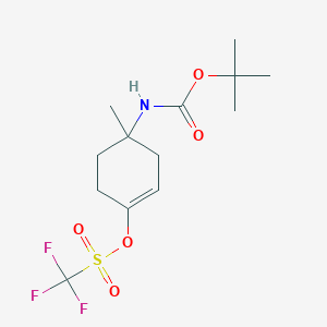 molecular formula C13H20F3NO5S B2719970 tert-butyl N-[1-methyl-4-(trifluoromethanesulfonyloxy)cyclohex-3-en-1-yl]carbamate CAS No. 2138510-40-2