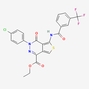 molecular formula C23H15ClF3N3O4S B2719977 ethyl 3-(4-chlorophenyl)-4-oxo-5-[3-(trifluoromethyl)benzamido]-3H,4H-thieno[3,4-d]pyridazine-1-carboxylate CAS No. 851950-62-4