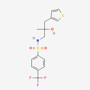 molecular formula C15H16F3NO3S2 B2720049 N-{2-hydroxy-2-[(thiophen-3-yl)methyl]propyl}-4-(trifluoromethyl)benzene-1-sulfonamide CAS No. 2097884-70-1