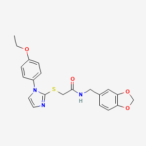 molecular formula C21H21N3O4S B2720084 N-[(2H-1,3-benzodioxol-5-yl)methyl]-2-{[1-(4-ethoxyphenyl)-1H-imidazol-2-yl]sulfanyl}acetamide CAS No. 851132-67-7