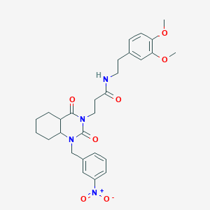 molecular formula C28H28N4O7 B2720086 N-[2-(3,4-dimethoxyphenyl)ethyl]-3-[1-[(3-nitrophenyl)methyl]-2,4-dioxo-4a,5,6,7,8,8a-hexahydroquinazolin-3-yl]propanamide CAS No. 899915-70-9
