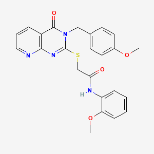 molecular formula C24H22N4O4S B2720116 N-(2-methoxyphenyl)-2-({3-[(4-methoxyphenyl)methyl]-4-oxo-3H,4H-pyrido[2,3-d]pyrimidin-2-yl}sulfanyl)acetamide CAS No. 902912-42-9