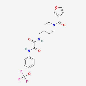 molecular formula C20H20F3N3O5 B2720127 N-{[1-(furan-3-carbonyl)piperidin-4-yl]methyl}-N'-[4-(trifluoromethoxy)phenyl]ethanediamide CAS No. 1396885-50-9