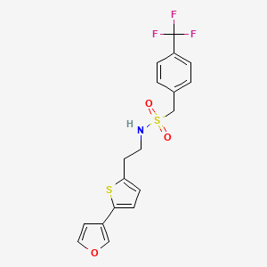 molecular formula C18H16F3NO3S2 B2720208 N-(2-(5-(furan-3-yl)thiophen-2-yl)ethyl)-1-(4-(trifluoromethyl)phenyl)methanesulfonamide CAS No. 2034596-88-6