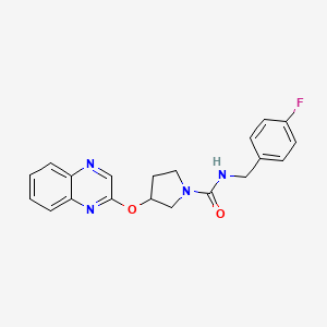 molecular formula C20H19FN4O2 B2720214 N-[(4-fluorophenyl)methyl]-3-(quinoxalin-2-yloxy)pyrrolidine-1-carboxamide CAS No. 2097916-80-6