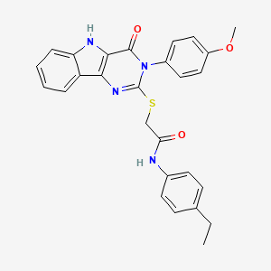 molecular formula C27H24N4O3S B2720237 N-(4-ethylphenyl)-2-{[3-(4-methoxyphenyl)-4-oxo-3H,4H,5H-pyrimido[5,4-b]indol-2-yl]sulfanyl}acetamide CAS No. 536707-64-9