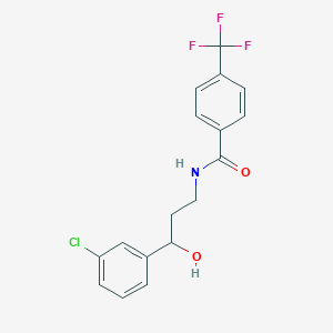 molecular formula C17H15ClF3NO2 B2720242 N-[3-(3-chlorophenyl)-3-hydroxypropyl]-4-(trifluoromethyl)benzamide CAS No. 2034466-82-3