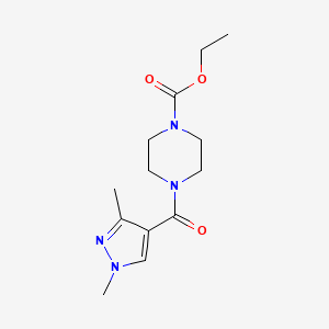 molecular formula C13H20N4O3 B2720257 ethyl 4-(1,3-dimethyl-1H-pyrazole-4-carbonyl)piperazine-1-carboxylate CAS No. 1052634-60-2