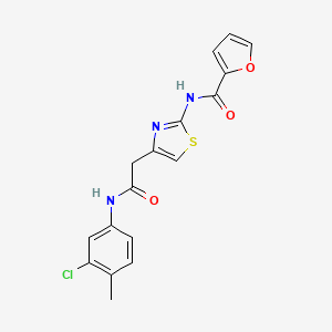 molecular formula C17H14ClN3O3S B2720324 N-(4-{[(3-chloro-4-methylphenyl)carbamoyl]methyl}-1,3-thiazol-2-yl)furan-2-carboxamide CAS No. 921562-90-5