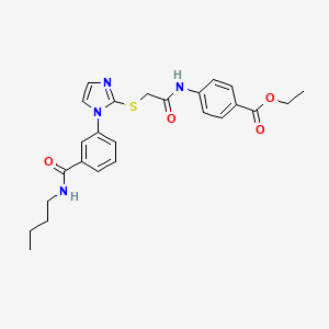 molecular formula C25H28N4O4S B2720400 ethyl 4-[2-({1-[3-(butylcarbamoyl)phenyl]-1H-imidazol-2-yl}sulfanyl)acetamido]benzoate CAS No. 1115565-26-8