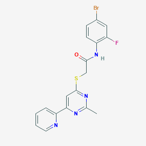 molecular formula C18H14BrFN4OS B2720407 N-(4-bromo-2-fluorophenyl)-2-((2-methyl-6-(pyridin-2-yl)pyrimidin-4-yl)thio)acetamide CAS No. 1251551-80-0