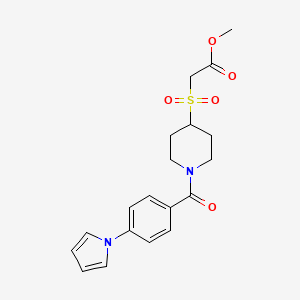 molecular formula C19H22N2O5S B2720443 methyl 2-((1-(4-(1H-pyrrol-1-yl)benzoyl)piperidin-4-yl)sulfonyl)acetate CAS No. 2097901-32-9