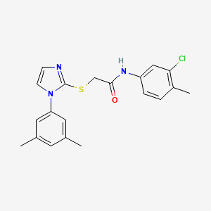 molecular formula C20H20ClN3OS B2720457 N-(3-chloro-4-methylphenyl)-2-{[1-(3,5-dimethylphenyl)-1H-imidazol-2-yl]sulfanyl}acetamide CAS No. 851132-17-7