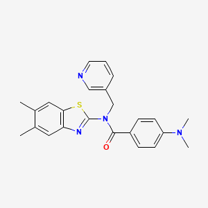 molecular formula C24H24N4OS B2720498 N-(5,6-dimethyl-1,3-benzothiazol-2-yl)-4-(dimethylamino)-N-[(pyridin-3-yl)methyl]benzamide CAS No. 886946-70-9