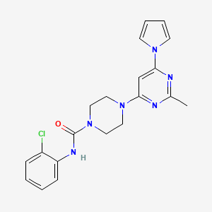 molecular formula C20H21ClN6O B2720508 N-(2-chlorophenyl)-4-(2-methyl-6-(1H-pyrrol-1-yl)pyrimidin-4-yl)piperazine-1-carboxamide CAS No. 1396859-44-1
