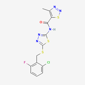 molecular formula C13H9ClFN5OS3 B2720538 N-(5-((2-chloro-6-fluorobenzyl)thio)-1,3,4-thiadiazol-2-yl)-4-methyl-1,2,3-thiadiazole-5-carboxamide CAS No. 1226450-13-0