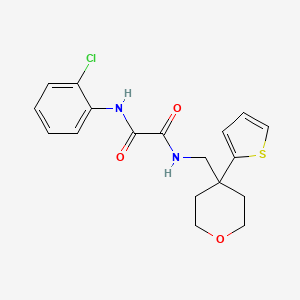 molecular formula C18H19ClN2O3S B2720540 N'-(2-chlorophenyl)-N-{[4-(thiophen-2-yl)oxan-4-yl]methyl}ethanediamide CAS No. 1091444-92-6