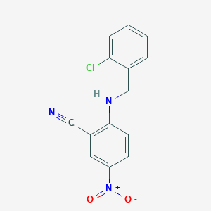 molecular formula C14H10ClN3O2 B2720544 2-[(2-Chlorobenzyl)amino]-5-nitrobenzonitrile CAS No. 763098-40-4