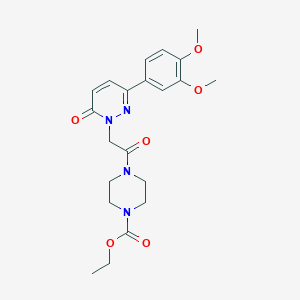 molecular formula C21H26N4O6 B2720548 ethyl 4-(2-(3-(3,4-dimethoxyphenyl)-6-oxopyridazin-1(6H)-yl)acetyl)piperazine-1-carboxylate CAS No. 923102-19-6