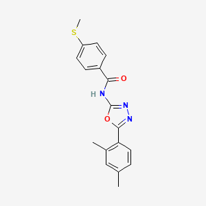 molecular formula C18H17N3O2S B2720552 N-[5-(2,4-dimethylphenyl)-1,3,4-oxadiazol-2-yl]-4-(methylsulfanyl)benzamide CAS No. 896027-07-9