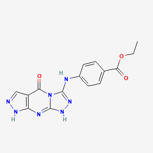 molecular formula C15H13N7O3 B2720567 ethyl 4-[(5-oxo-4-hydro-1H-pyrazolo[5,4-d]1,2,4-triazolino[4,5-a]pyrimidin-3-y l)amino]benzoate CAS No. 1170506-19-0