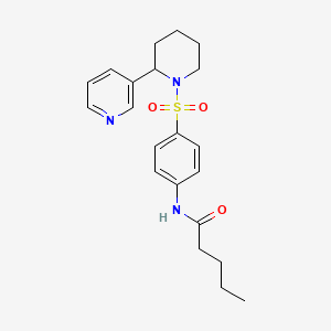 molecular formula C21H27N3O3S B2720568 N-(4-{[2-(pyridin-3-yl)piperidin-1-yl]sulfonyl}phenyl)pentanamide CAS No. 393834-14-5
