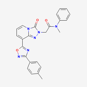 molecular formula C24H20N6O3 B2720569 N-methyl-2-{8-[3-(4-methylphenyl)-1,2,4-oxadiazol-5-yl]-3-oxo-2H,3H-[1,2,4]triazolo[4,3-a]pyridin-2-yl}-N-phenylacetamide CAS No. 1261006-73-8