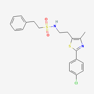 molecular formula C20H21ClN2O2S2 B2720577 N-{2-[2-(4-chlorophenyl)-4-methyl-1,3-thiazol-5-yl]ethyl}-2-phenylethane-1-sulfonamide CAS No. 946328-32-1
