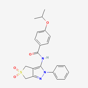 molecular formula C21H21N3O4S B2720599 N-(5,5-dioxido-2-phenyl-4,6-dihydro-2H-thieno[3,4-c]pyrazol-3-yl)-4-isopropoxybenzamide CAS No. 681265-72-5