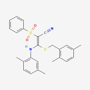 (2E)-3-[(2,5-dimethylbenzyl)thio]-3-[(2,5-dimethylphenyl)amino]-2-(phenylsulfonyl)acrylonitrile