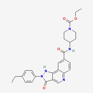 molecular formula C27H29N5O4 B2720660 ethyl 4-[2-(4-ethylphenyl)-3-oxo-2H,3H,5H-pyrazolo[4,3-c]quinoline-8-amido]piperidine-1-carboxylate CAS No. 1251601-75-8