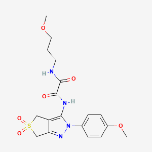 molecular formula C18H22N4O6S B2720668 N'-[2-(4-methoxyphenyl)-5,5-dioxo-2H,4H,6H-5lambda6-thieno[3,4-c]pyrazol-3-yl]-N-(3-methoxypropyl)ethanediamide CAS No. 899989-26-5