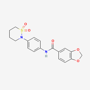 molecular formula C18H18N2O5S B2720669 N-[4-(1,1-dioxo-1lambda6,2-thiazinan-2-yl)phenyl]-2H-1,3-benzodioxole-5-carboxamide CAS No. 899731-81-8