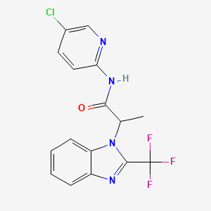 molecular formula C16H12ClF3N4O B2720713 N-(5-chloro-2-pyridinyl)-2-[2-(trifluoromethyl)-1H-1,3-benzimidazol-1-yl]propanamide CAS No. 439111-83-8