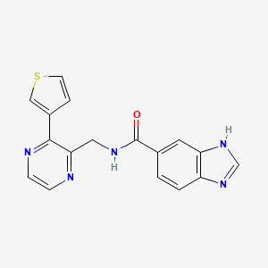 molecular formula C17H13N5OS B2720726 N-{[3-(thiophen-3-yl)pyrazin-2-yl]methyl}-1H-1,3-benzodiazole-5-carboxamide CAS No. 2034538-21-9