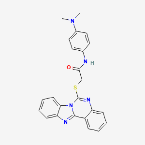 molecular formula C24H21N5OS B2720778 N-[4-(dimethylamino)phenyl]-2-{8,10,17-triazatetracyclo[8.7.0.0^{2,7}.0^{11,16}]heptadeca-1(17),2,4,6,8,11(16),12,14-octaen-9-ylsulfanyl}acetamide CAS No. 796977-45-2