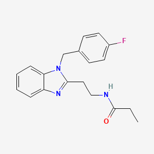 molecular formula C19H20FN3O B2720829 N-(2-{1-[(4-fluorophenyl)methyl]-1H-1,3-benzodiazol-2-yl}ethyl)propanamide CAS No. 637322-50-0